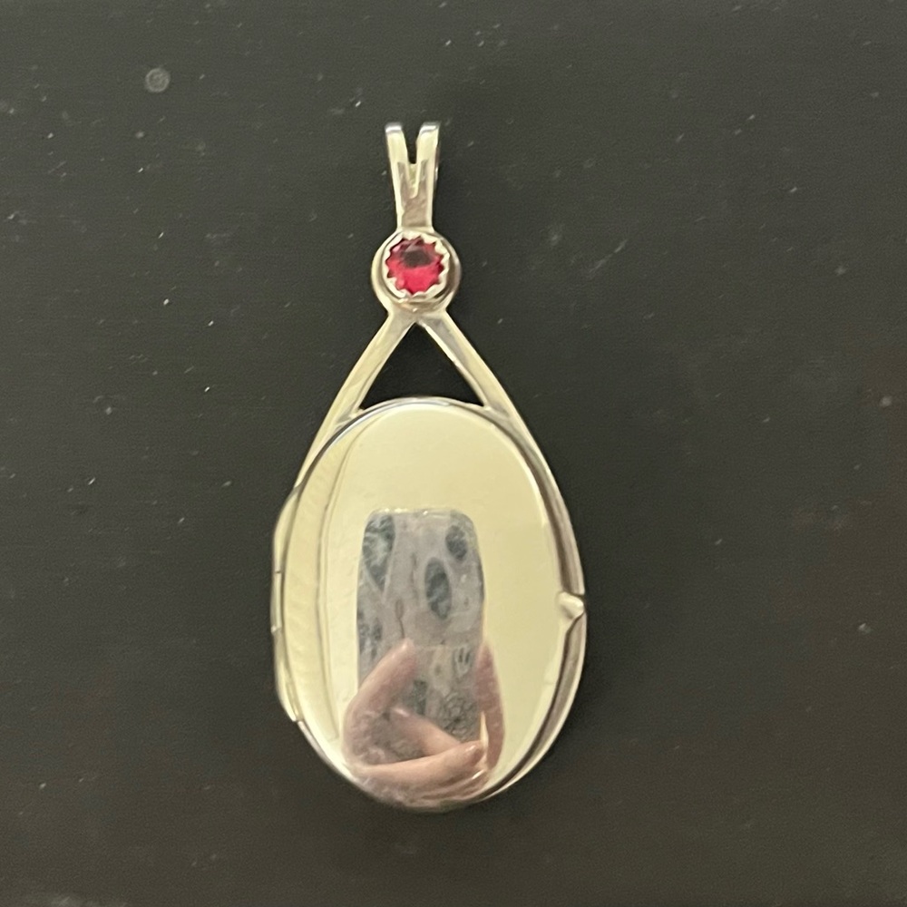 Sterling Silver H20 Locket With Ruby Gemstone - image 2